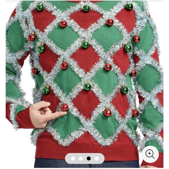 Tipsy Elves Mens tacky tinsel ugly christmas sweater S - Picture 3 of 3